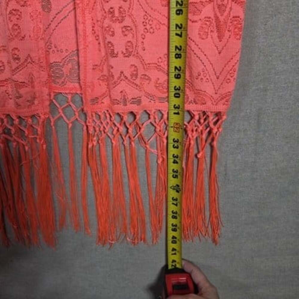 Charlotte Russe Open Front Fringed Crochet Lace Kimono Cardigan Cover Up Sz XS - Picture 4 of 10